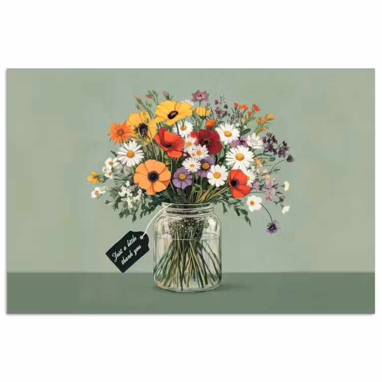 Poster - Bloemen - Vaas - Kaartje — 1