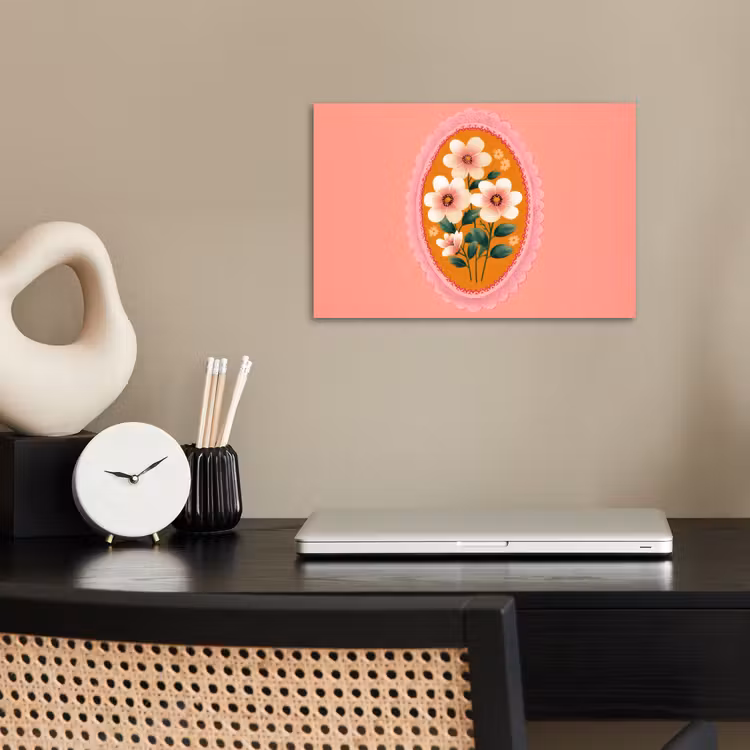 Poster - Illustratie - Bloemen - Rand - Roze — 2