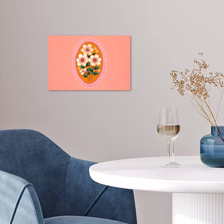 Poster - Illustratie - Bloemen - Rand - Roze — 4
