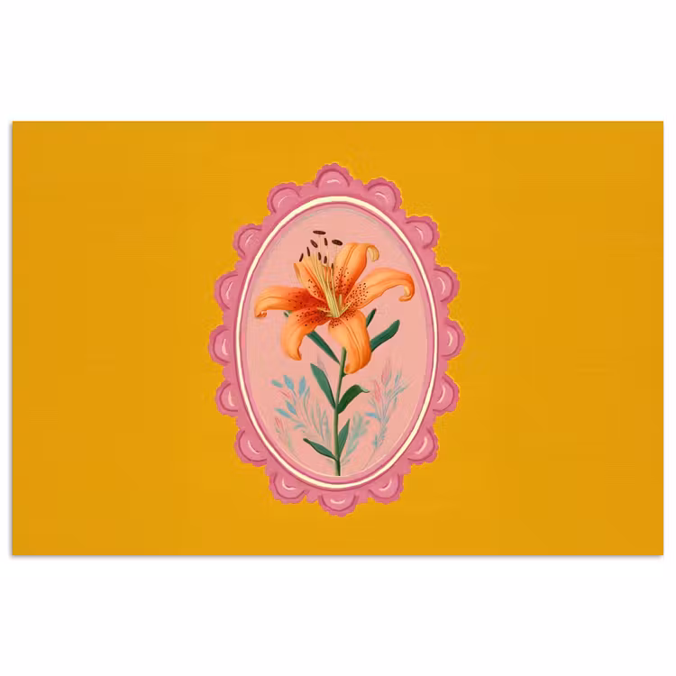 Poster - Lelie - Oranje - Lijst - Ovaal — 1