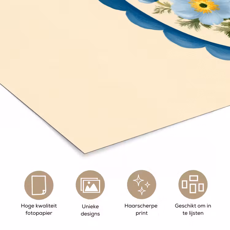 Poster - Lijst - Bloemen - Lichtblauw - Illustratie — 5