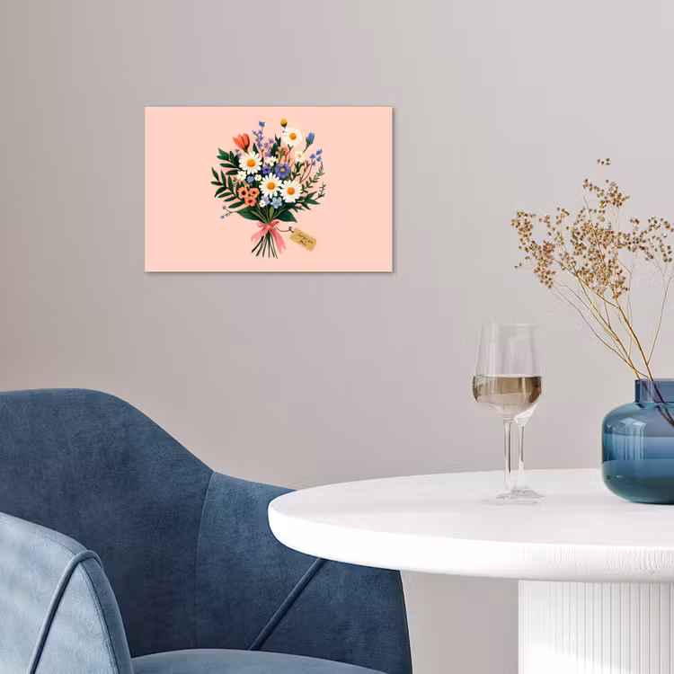 Poster - Margrieten - Boeket - Strikje - Roze — 4