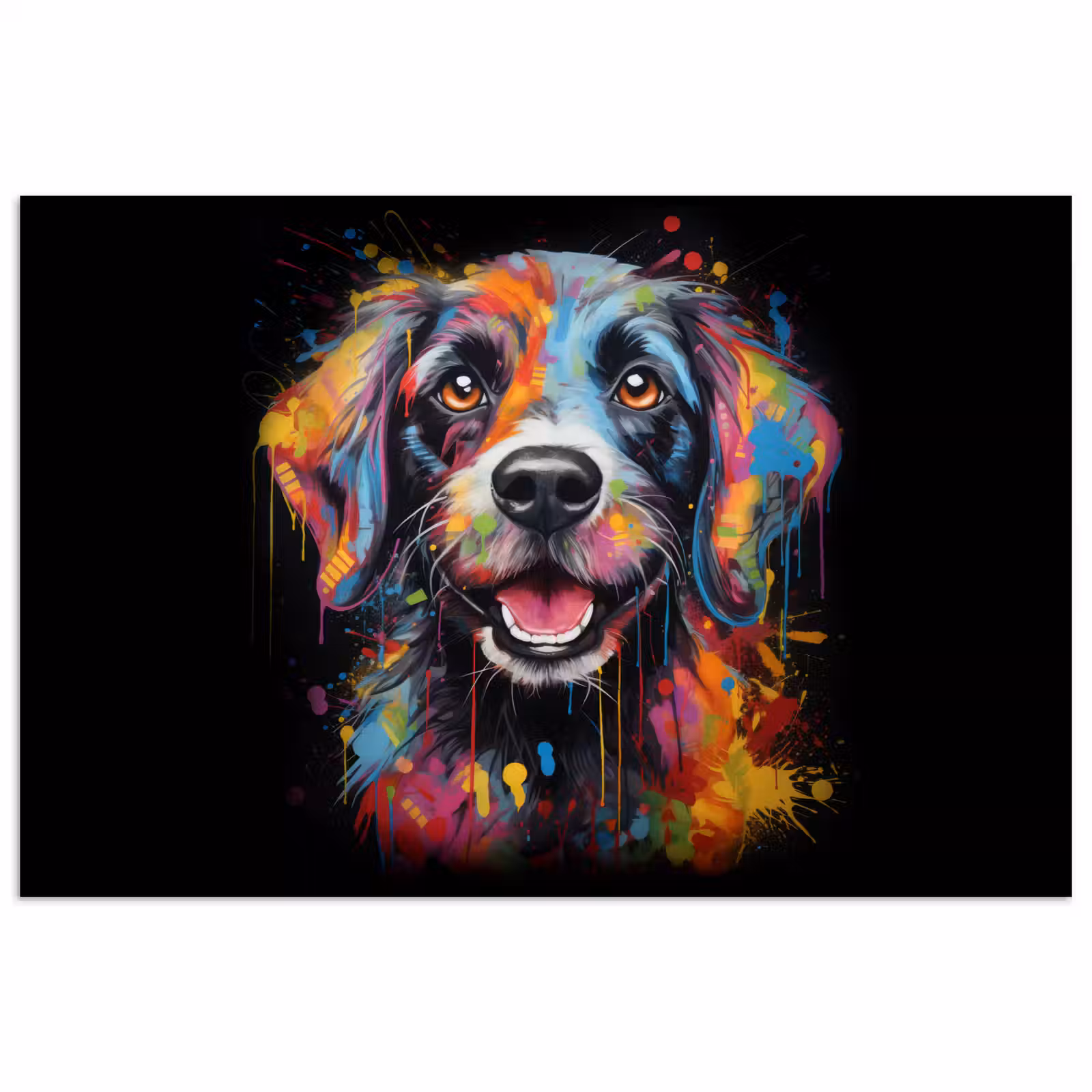 Poster - Graffiti - Hond - Zwart - Kleuren — 1