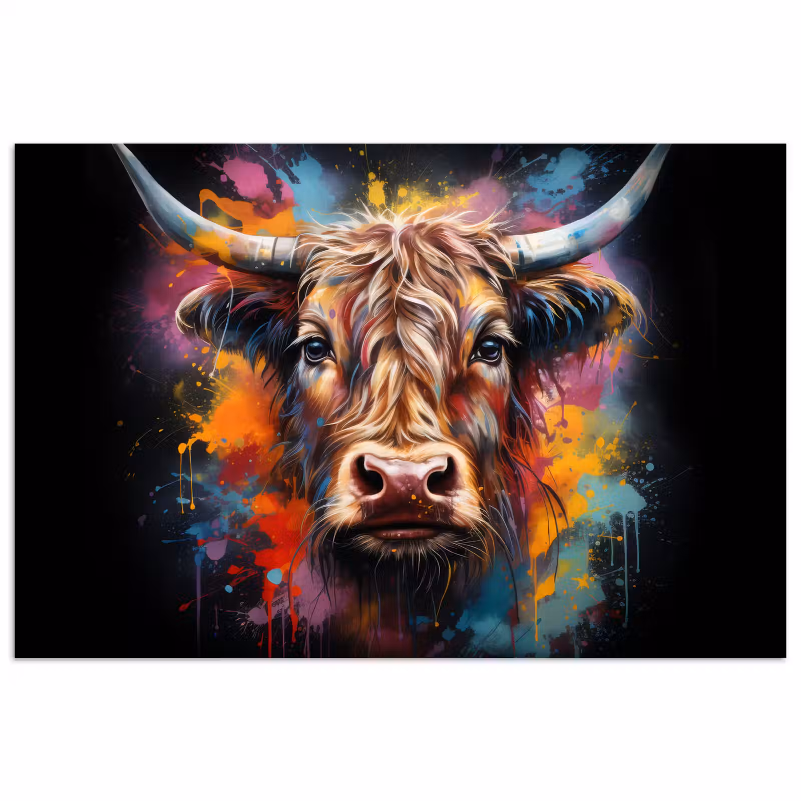 Poster - Graffiti - Schotse hooglander - Zwart - Koe — 1