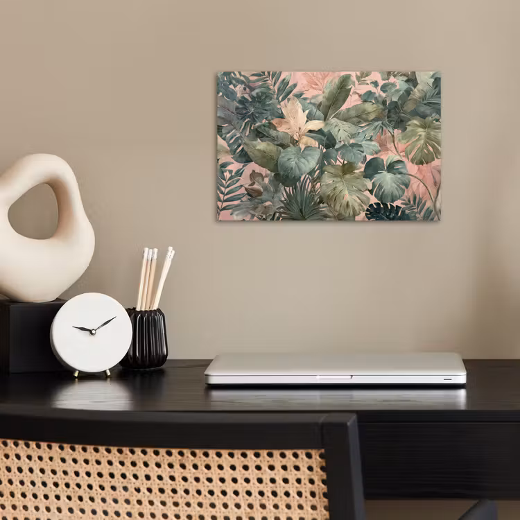 Poster - Compositie van bladeren - Groen - Roze — 2