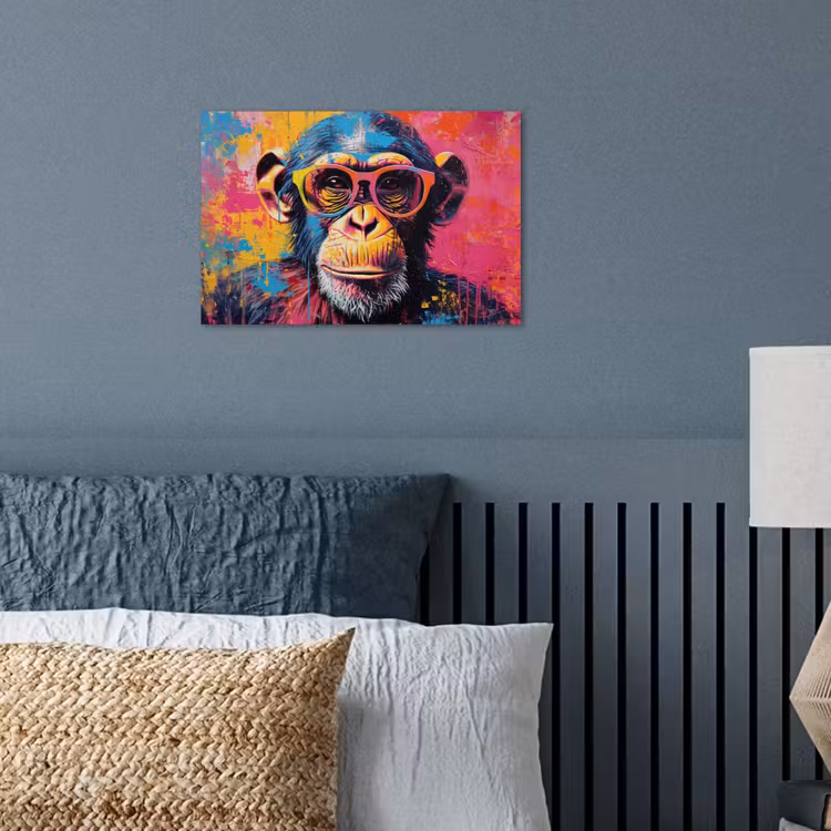 Poster - Graffiti - Chimpansee - Aap - Bril - Kleurrijk — 3