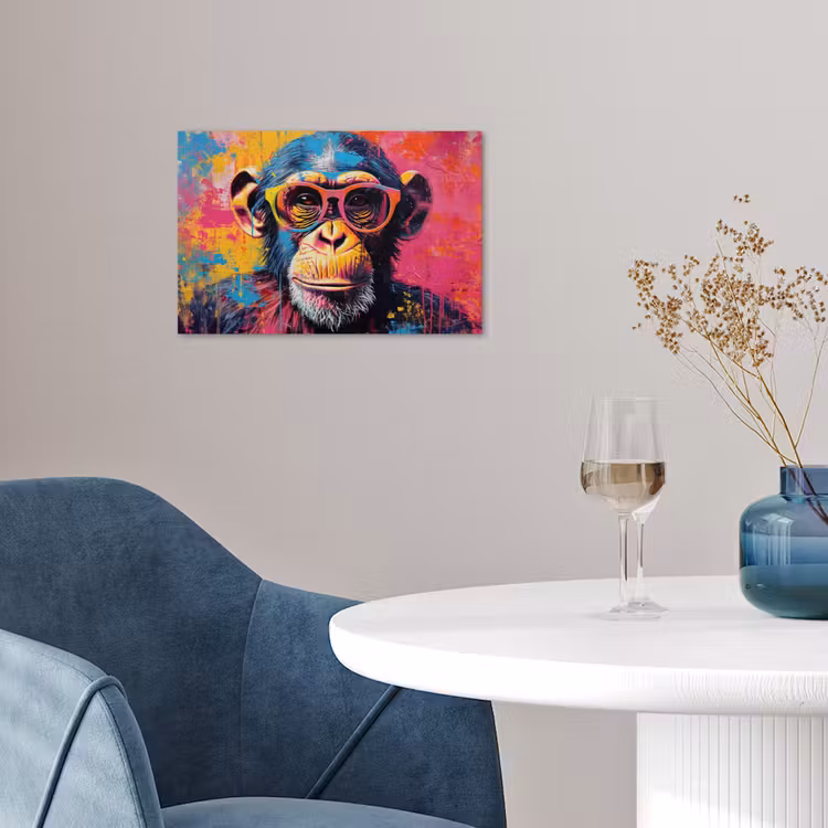 Poster - Graffiti - Chimpansee - Aap - Bril - Kleurrijk — 4