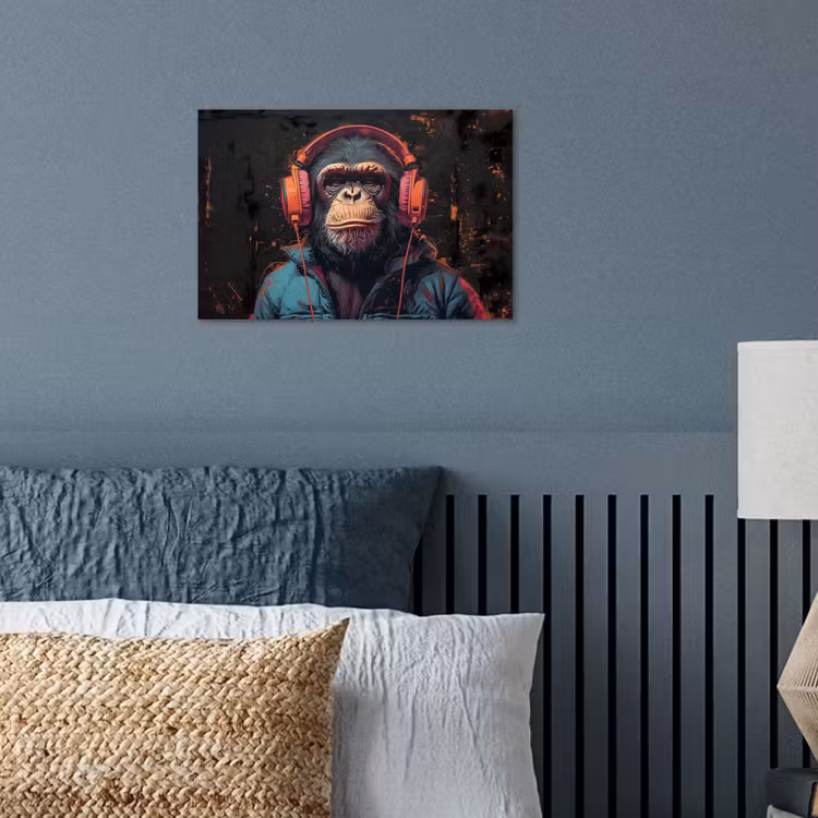 Poster - Graffiti - Chimpansee - Koptelefoon - Aap — 3