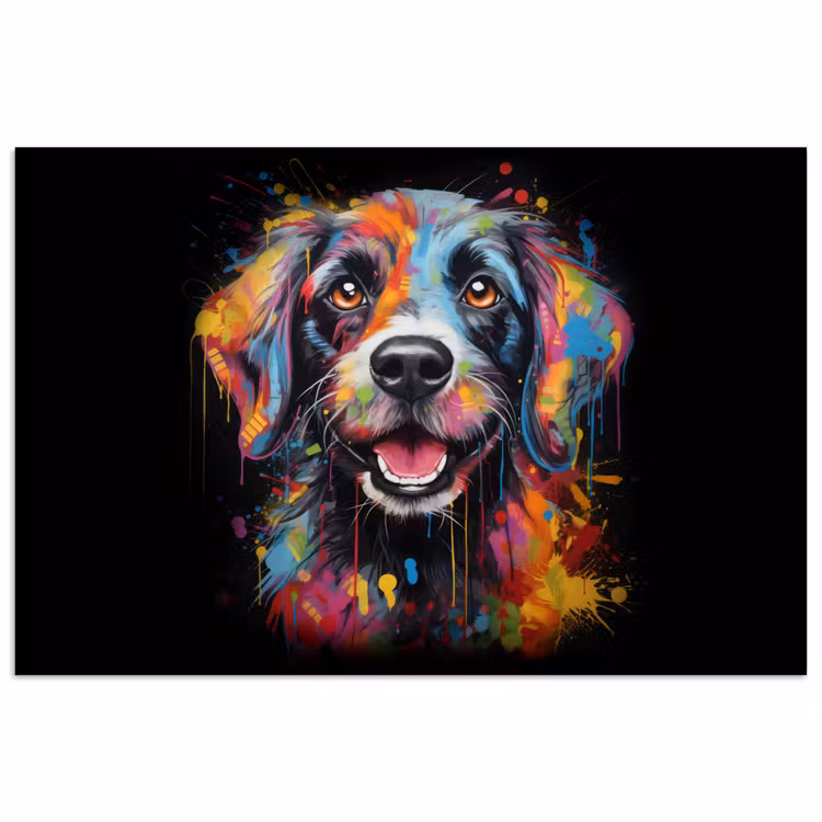 Poster - Graffiti - Hond - Zwart - Kleuren — 1