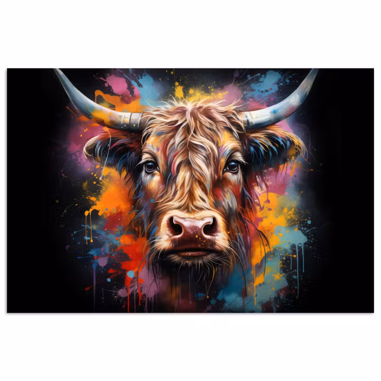 Poster - Graffiti - Schotse hooglander - Zwart - Koe — 1