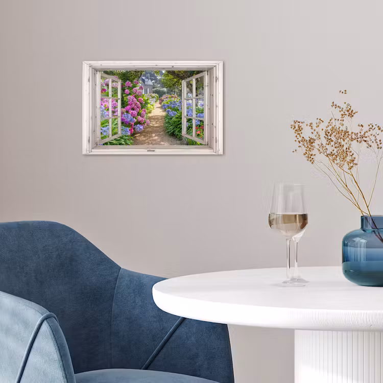 Poster - Hortensia - Doorkijk - Bloemen - Zomer - Paars - Pad — 4