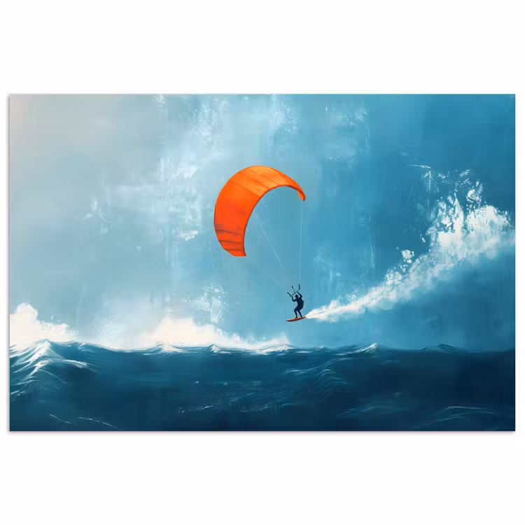Poster - Kitesurfer - Oranje - Zee - Lucht — 1