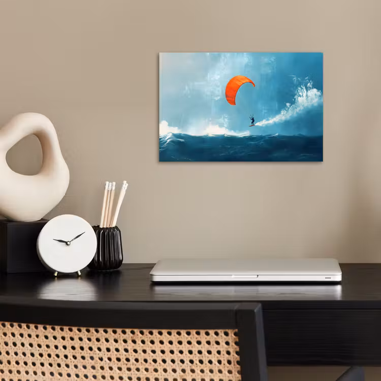 Poster - Kitesurfer - Oranje - Zee - Lucht — 2