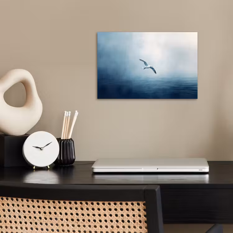 Poster - Meeuw - Wit - Zee - Mistig — 2