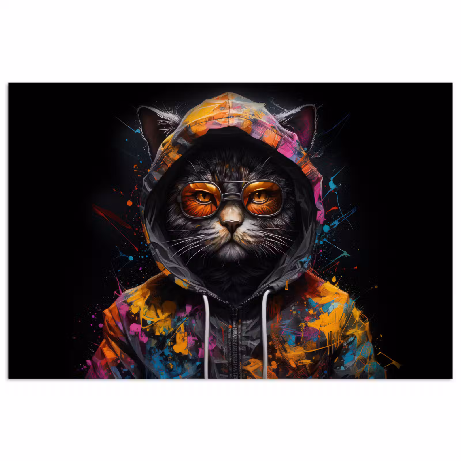 Poster - Kat - Jas - Graffiti - Bril - Zwart — 1
