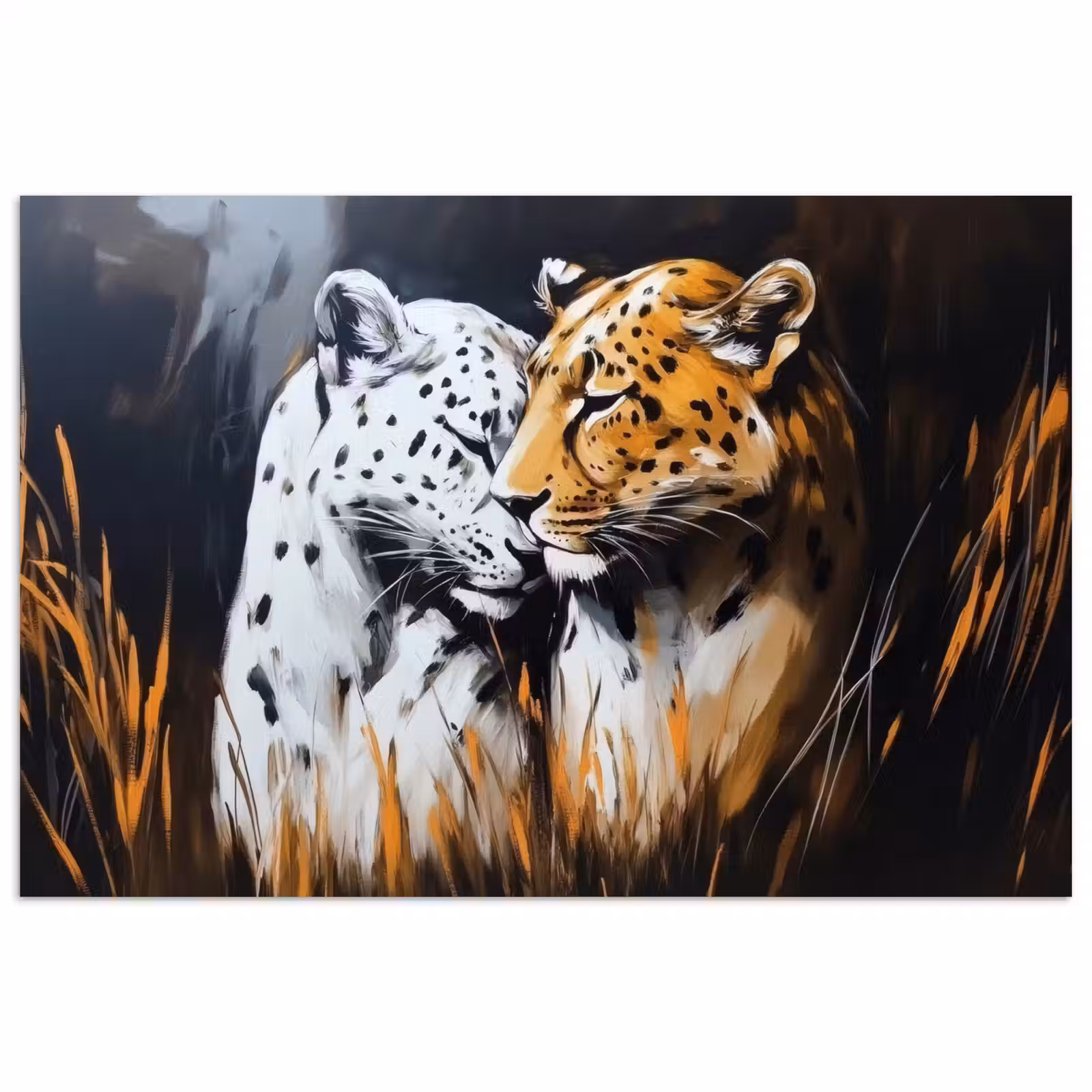 Poster - Luipaard - Oranje - Wit - Gras — 1