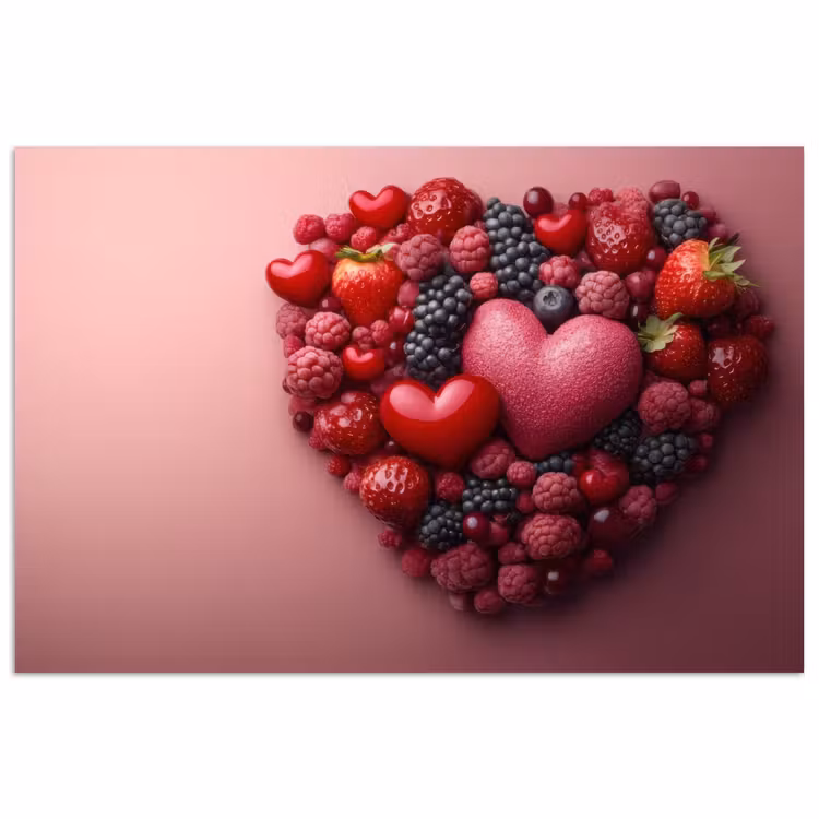 Poster - Fruit - Hartjes - Aardbeien - Frambozen - Bosbessen — 1