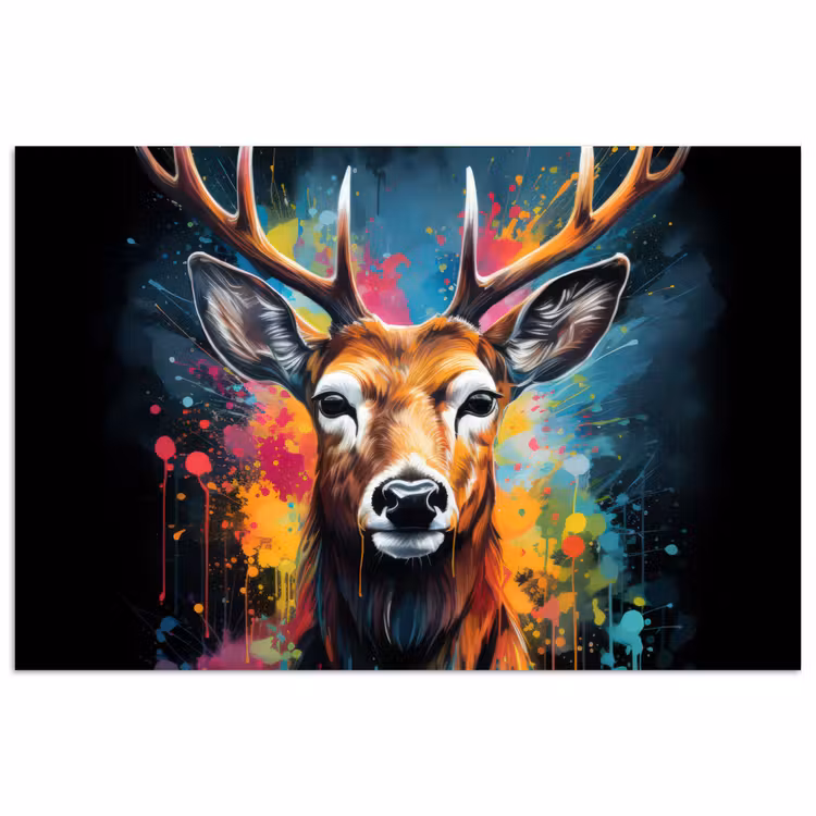 Poster - Hert - Graffiti - Dieren - Kleuren — 1