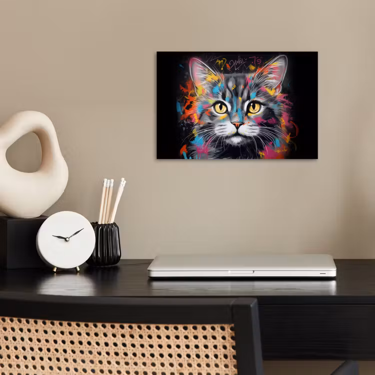 Poster - Kat - Graffiti - Dieren - Kleuren - Grijs — 2