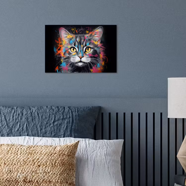 Poster - Kat - Graffiti - Dieren - Kleuren - Grijs — 3