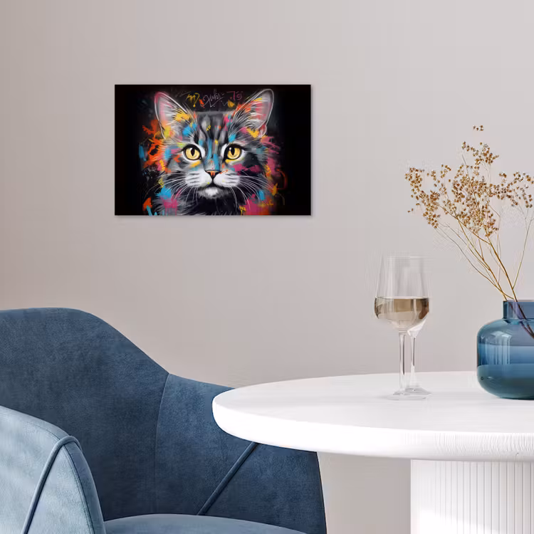 Poster - Kat - Graffiti - Dieren - Kleuren - Grijs — 4
