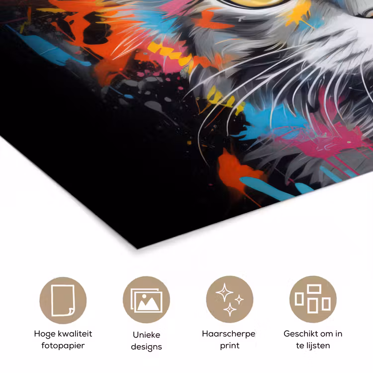 Poster - Kat - Graffiti - Dieren - Kleuren - Grijs — 5