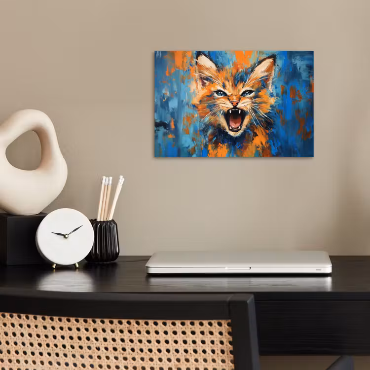 Poster - Kat - Kleurrijk - Oranje - Blauw — 2