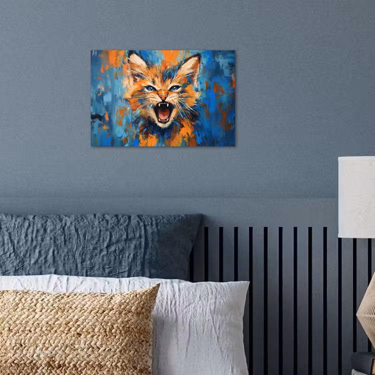Poster - Kat - Kleurrijk - Oranje - Blauw — 3