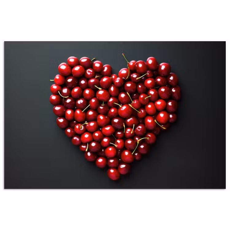 Poster - Kersen - Hart - Rood - Zwart — 1