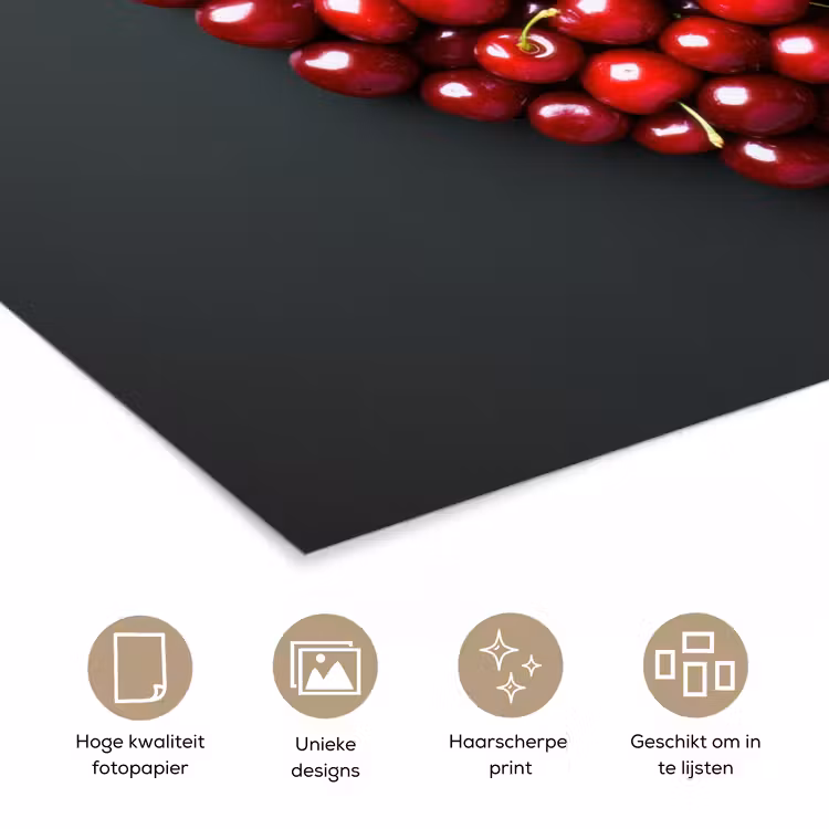 Poster - Kersen - Hart - Rood - Zwart — 5