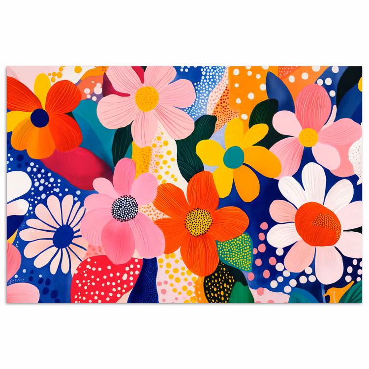 Poster - Bloemen - Kleurrijk - Stippen — 1