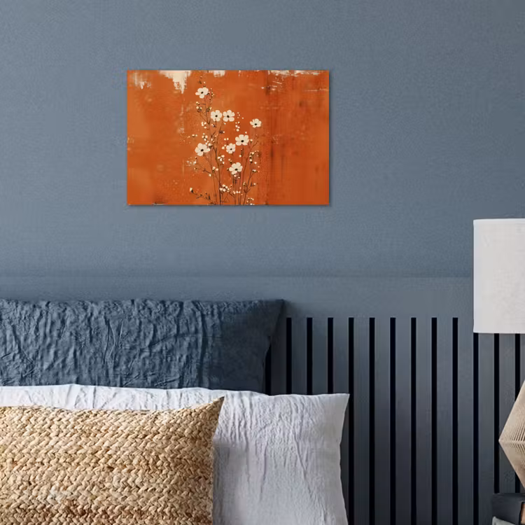 Poster - Bloemen - Wit - Subtiel - Roestkleur — 3