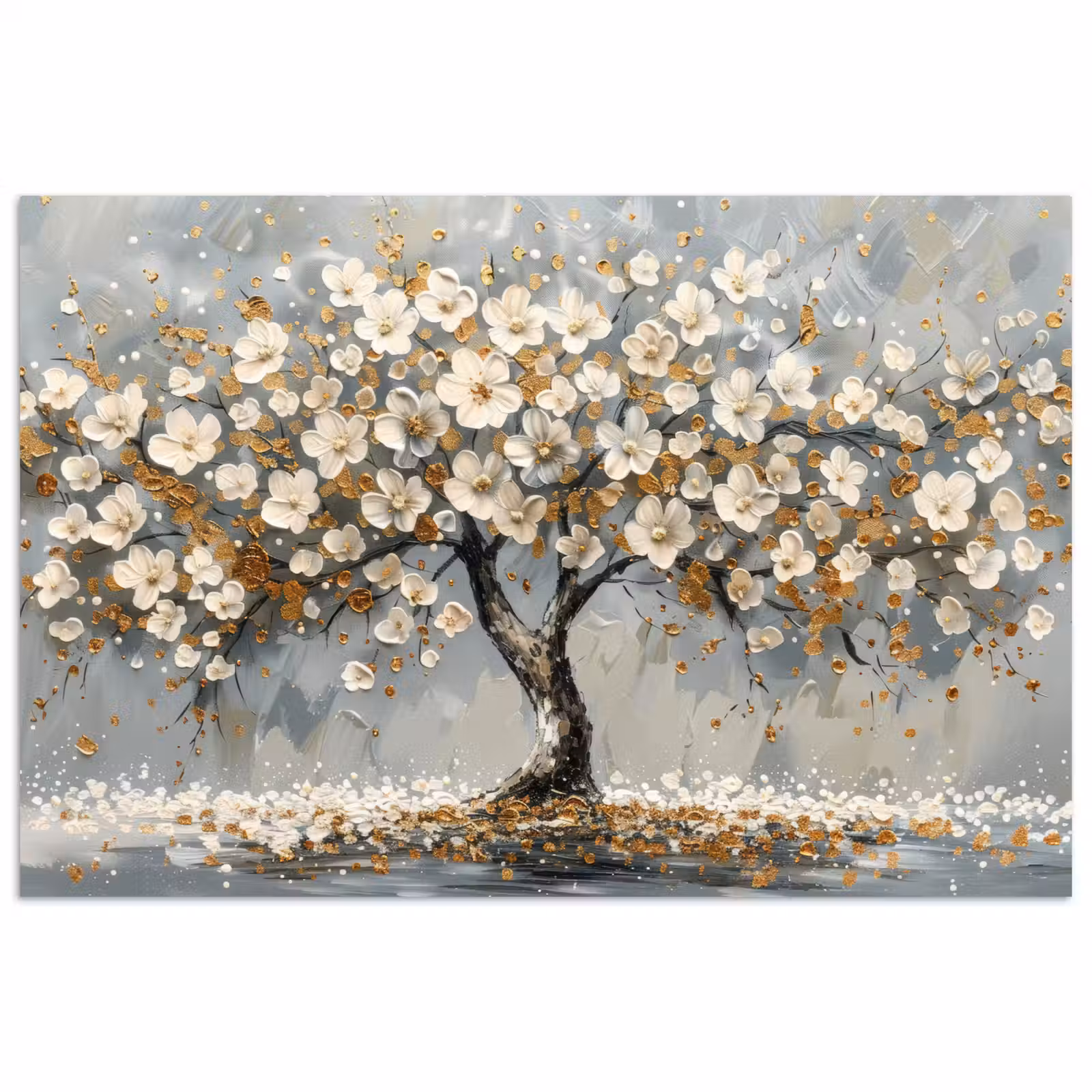 Poster - Boom - Bloemen - Wit - Natuur - Kunst — 1
