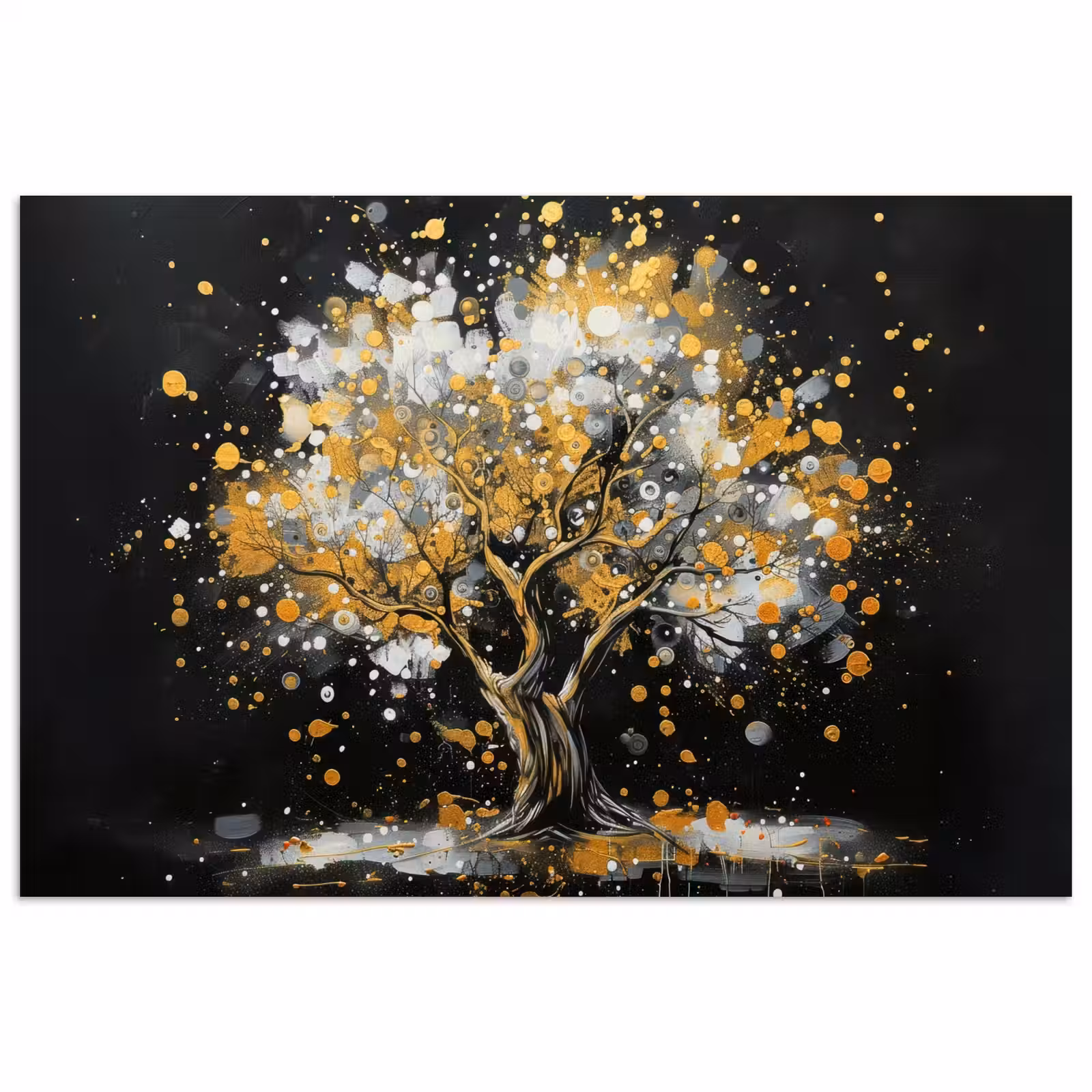 Poster - Boom - Zwart - Goud - Wit - Modern — 1