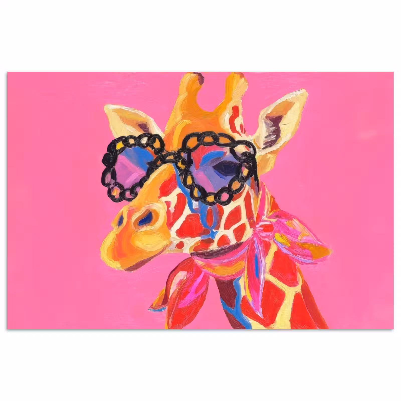 Poster - Giraf - Roze - Bril - Sjaal — 1