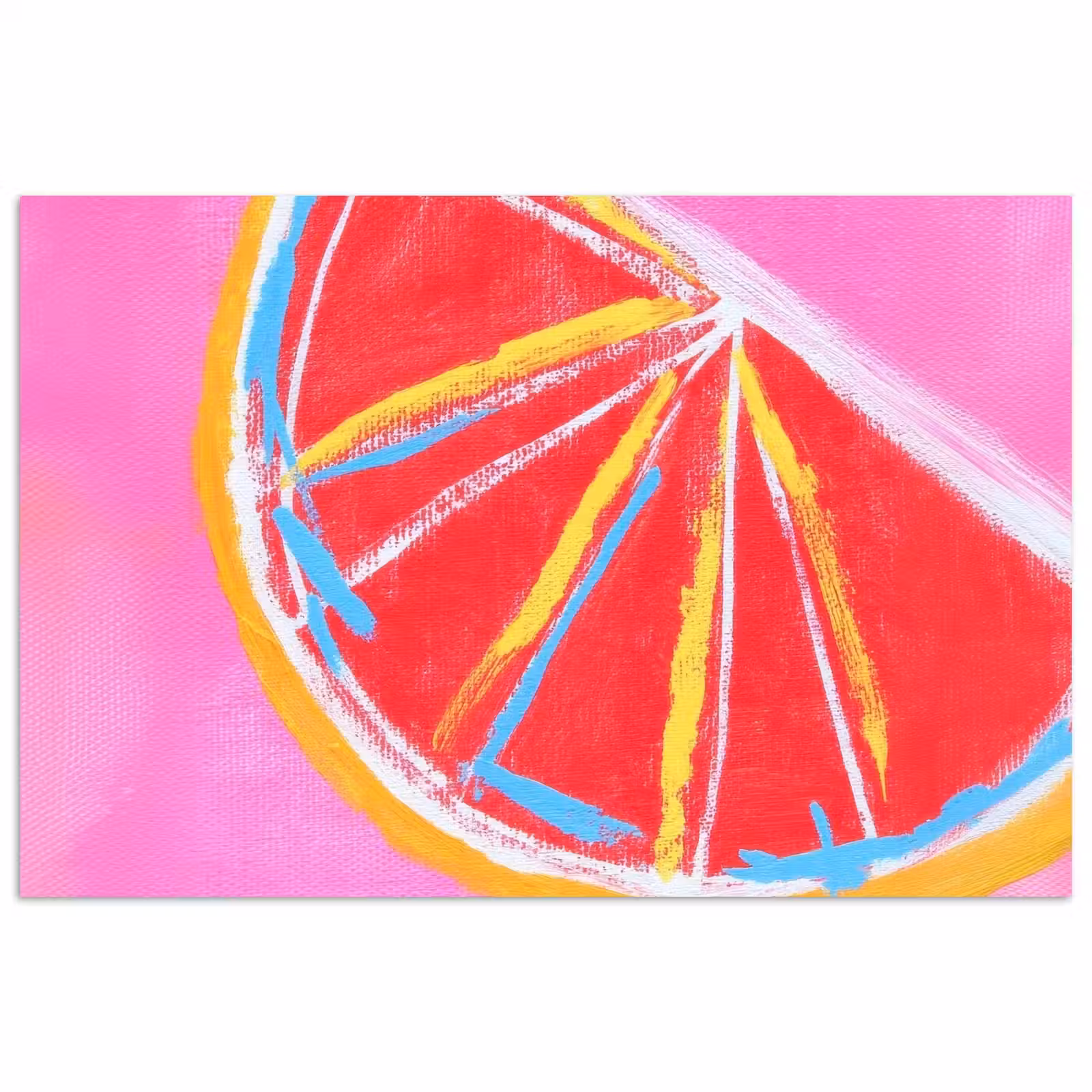 Poster - Grapefruit - Geschilderd - Roze - Strepen — 1