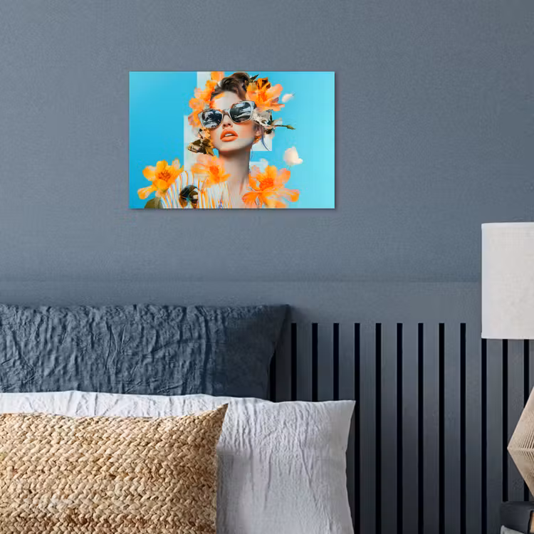 Poster - Bloemen - Vrouw - Zonnebril - Blauw — 3