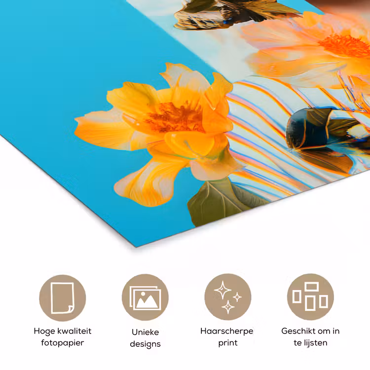 Poster - Bloemen - Vrouw - Zonnebril - Blauw — 5