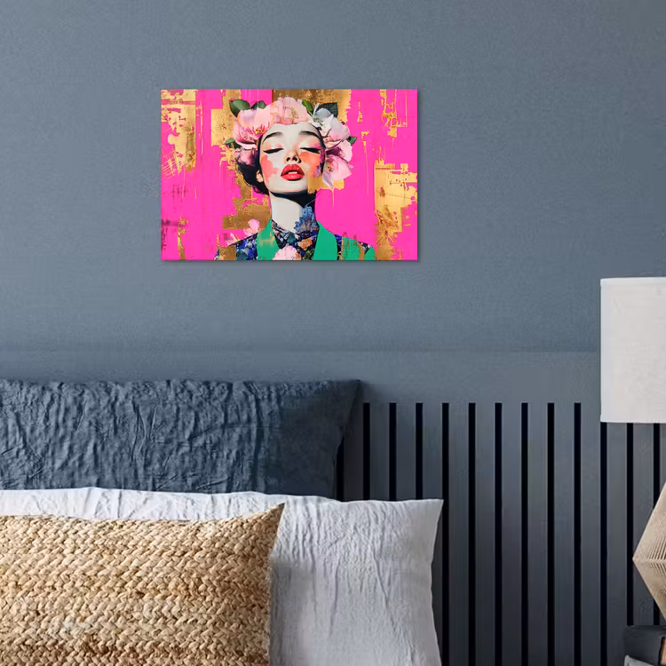 Poster - Bloemenkroon - Goud - Vrouw - Portret — 3