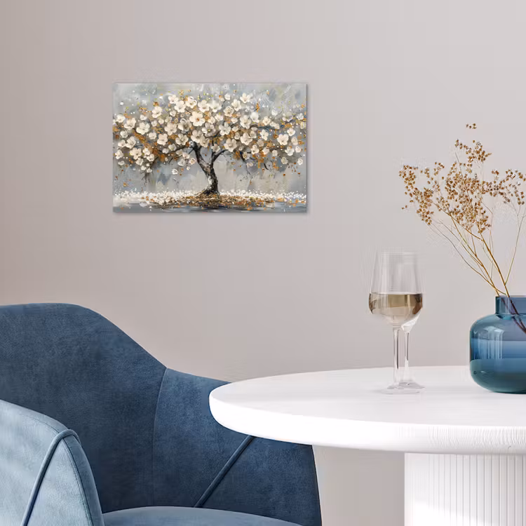 Poster - Boom - Bloemen - Wit - Natuur - Kunst — 4