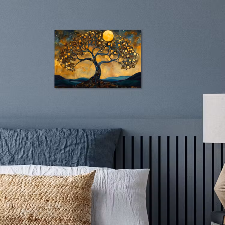Poster - Boom - Maan - Bloemen - Goud - Kunst — 3