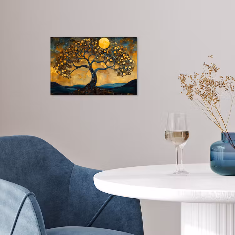 Poster - Boom - Maan - Bloemen - Goud - Kunst — 4