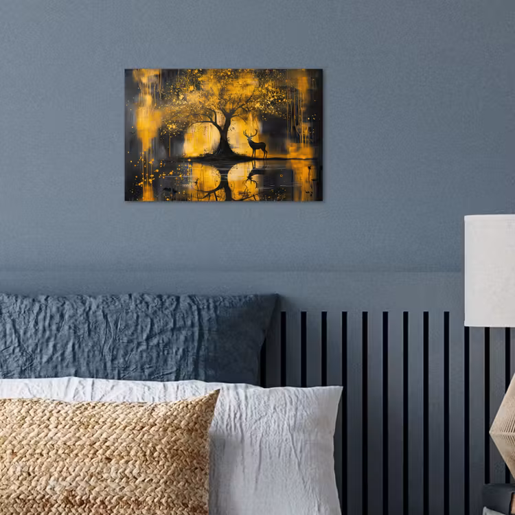 Poster - Boom - Verflook - Hert - Natuur - Goud — 3