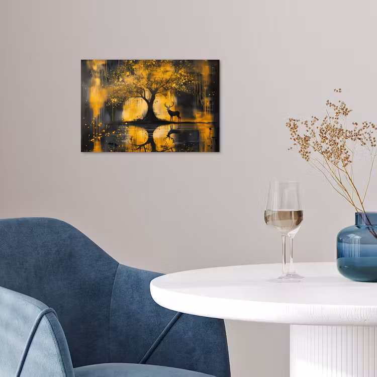 Poster - Boom - Verflook - Hert - Natuur - Goud — 4
