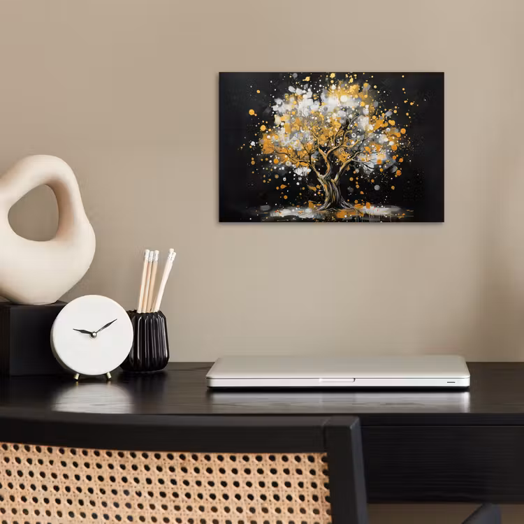 Poster - Boom - Zwart - Goud - Wit - Modern — 2
