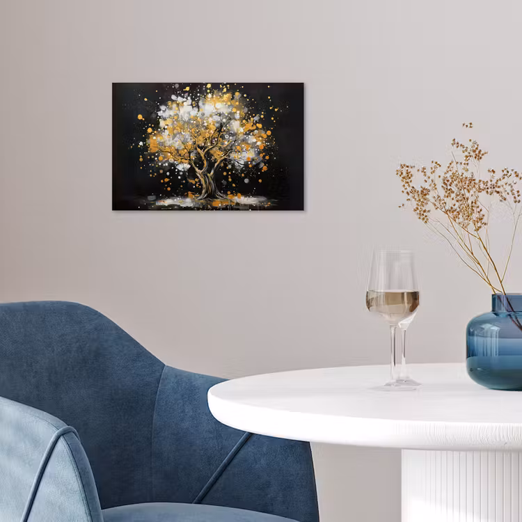 Poster - Boom - Zwart - Goud - Wit - Modern — 4