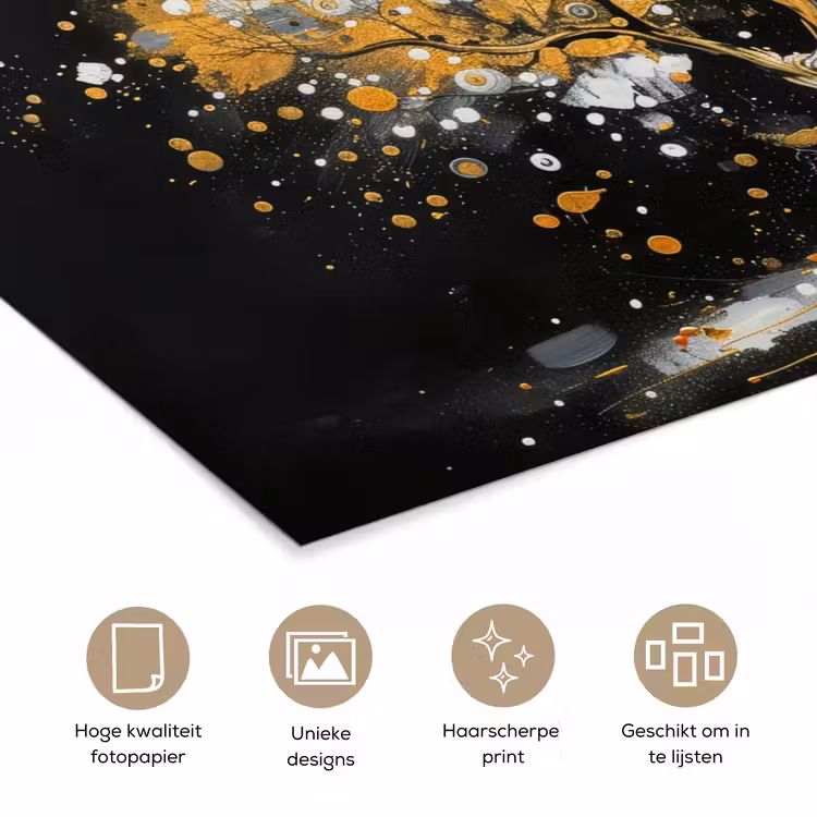 Poster - Boom - Zwart - Goud - Wit - Modern — 5