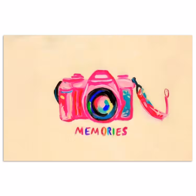 Poster - Camera - Memories - Roze - Geschilderd — 1