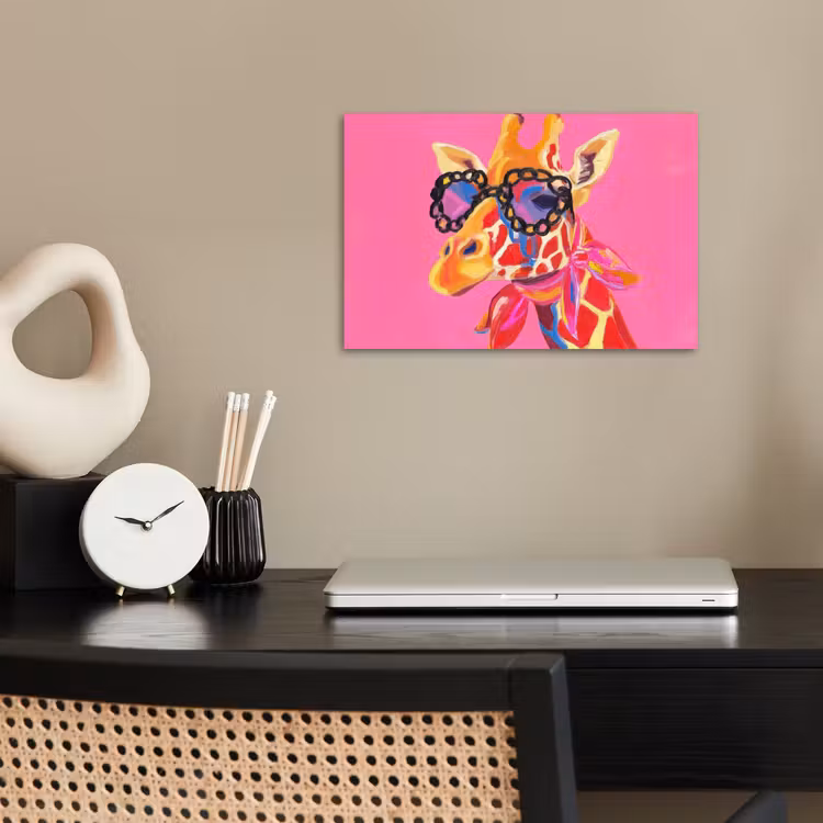 Poster - Giraf - Roze - Bril - Sjaal — 2
