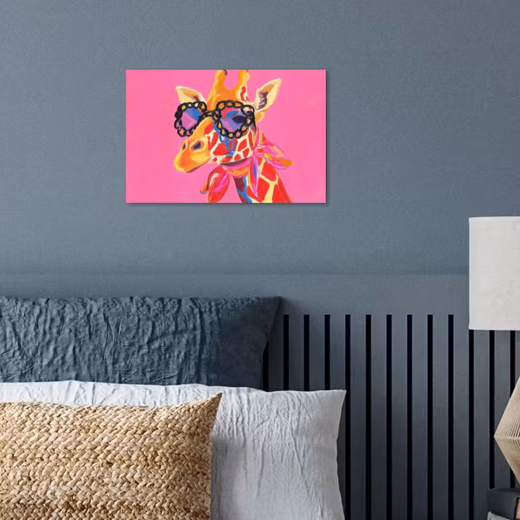 Poster - Giraf - Roze - Bril - Sjaal — 3